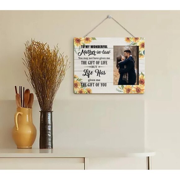 Mother-In-Law Gift Picture Frame 4x6 Photo Sunflower Design Hanging Tabletop - Picture 11 of 11